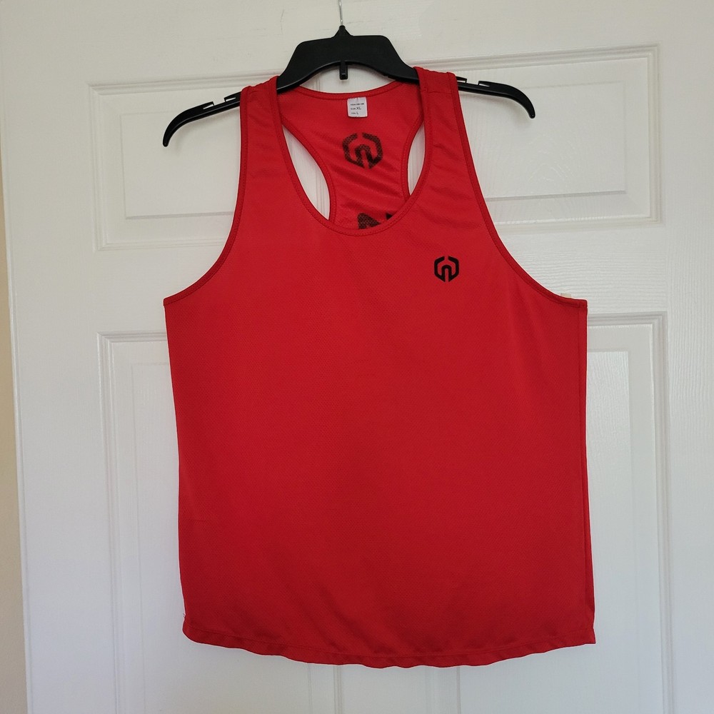 NELEUS Dry-Fit Red Mesh Y-Back Muscle Workout Tank-Top Size Large