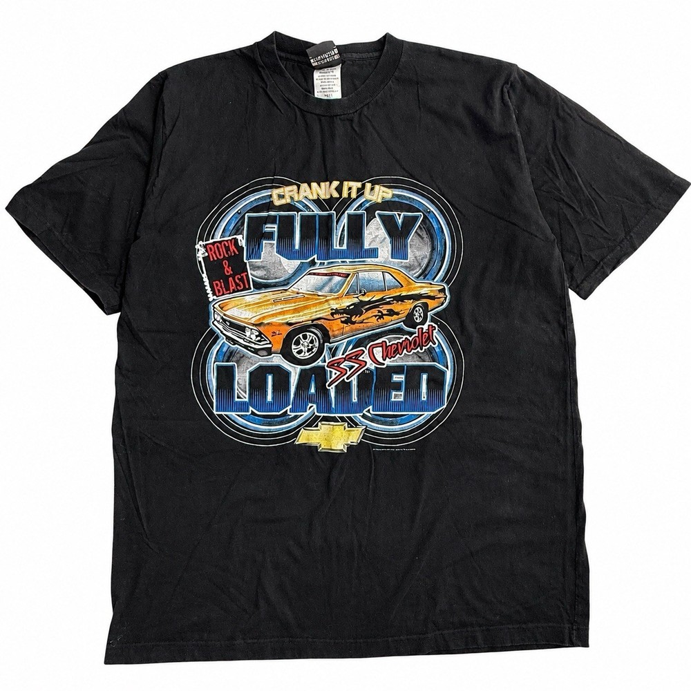 Chevrolet Fully Loaded Graphic T Shirt Mens 2XT Tall Black Muscle Car Chevy Tee