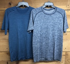 Lululemon Performance Activewear Lot Of 2 Shirts Mens Size Medium Stretch Blue