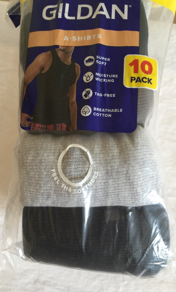 NWT Gildan 10 Pack Of A Shirts TANK T Tee Shirts Men Tagless Black and Gray