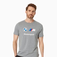 NEW Puma BMW M Motorsport Essential Logo T-Shirt Tee Grey Men’s Size S