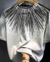 New Fashion Men Trendy Drill Rhinestone Diamond Summer Streetwear Luxury T-Shirt