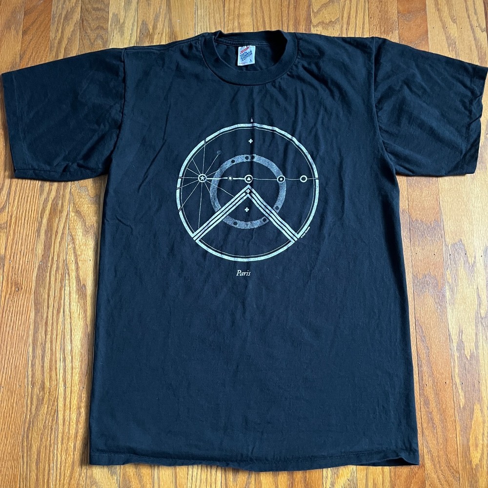 Vintage Jerzees Combed Cotton 90s Men’s Lg Black T Shirt Paris Art Made In USA