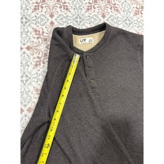 LIV Outdoor Mens Waffle Knit Sherpa Lined Henley Shirt Charcoal Gray Large