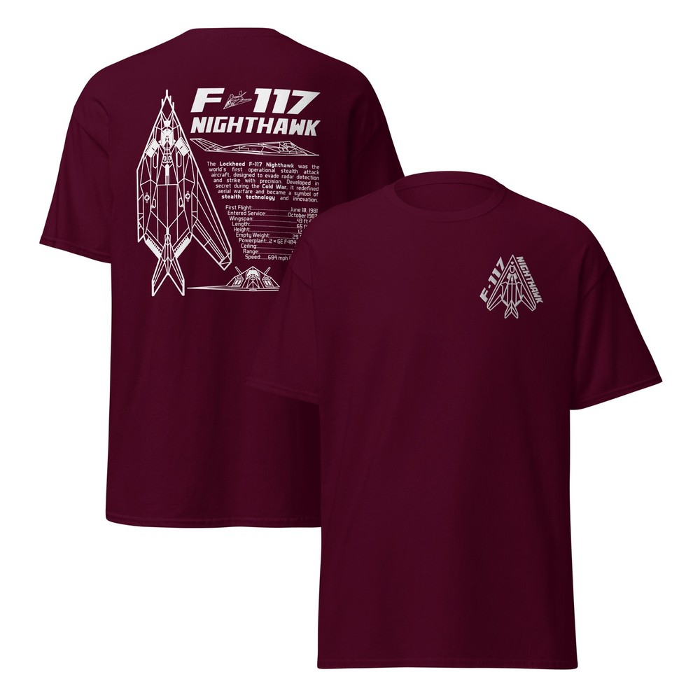 F-117 Nighthawk Stealth Fighter Jet | Embroidered Badge & Technical Back Print