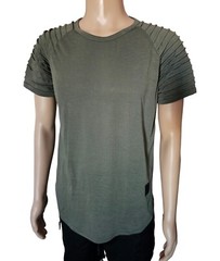 Men’s Tee Shirts Curved Hem Ruched Sleeve T-shirts For Men
