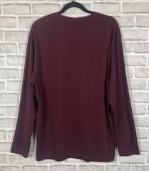Claiborne Shirt Mens Sz XL Maroon Moisture Wicking V-Neck Ribbed Long Sleeves
