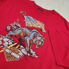 Harley Davidson Shirt Men 2XL Motorcycle Wolf Patriot Logo Biker Cotton