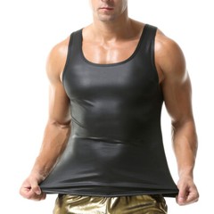 Slim-fit Men’s Faux Leather Tank Tops Sexy Sleeveless T-shirts Vest Undershirts