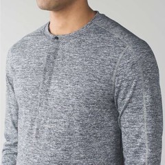 Lululemon Surge Long Sleeve Henley Sz Medium Space Dye Camo Black Dark Slate