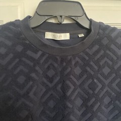 Edifice Pull Over Shirt Navy Velvet Textured Fabric Size XL Cotton Short Sleeve
