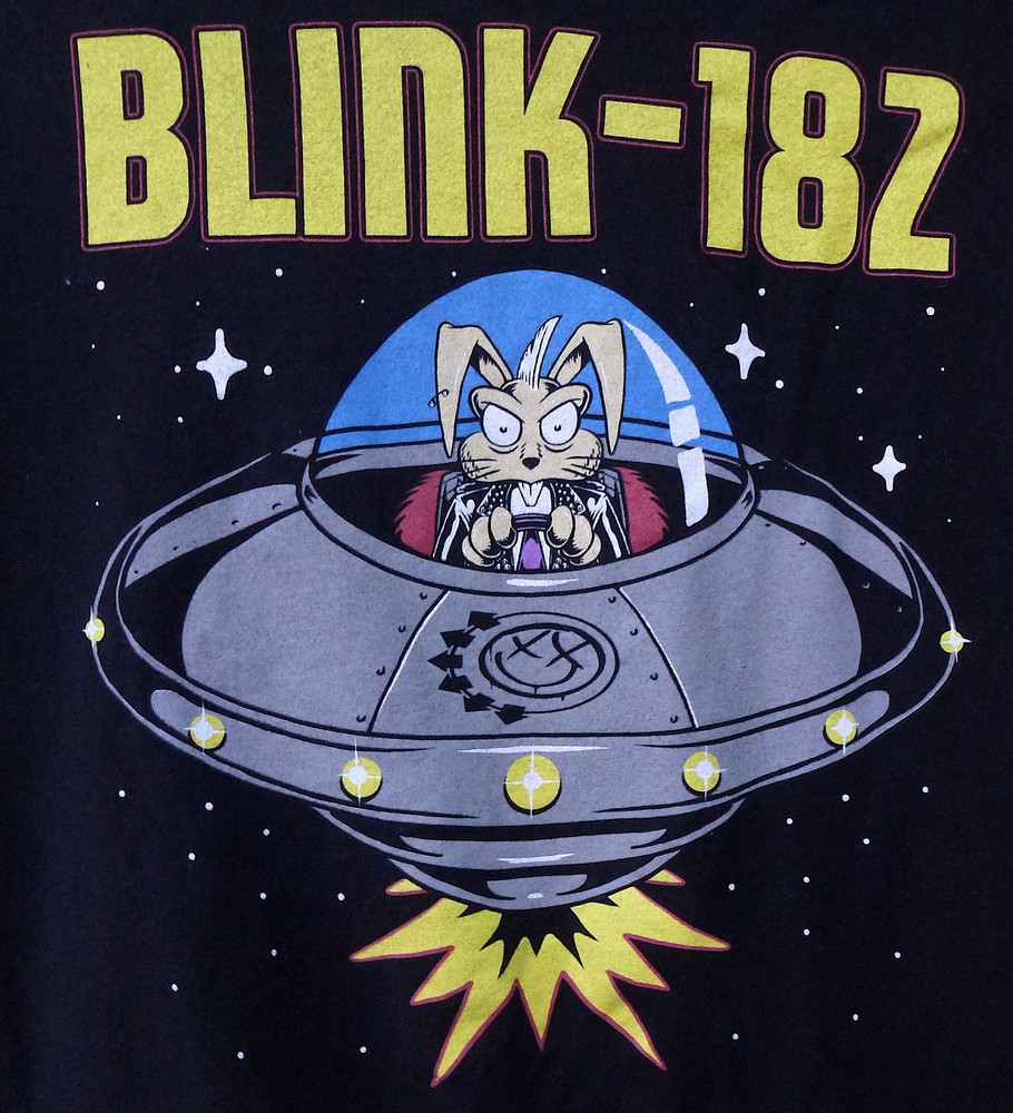T-Shirt Blink-182 UFO Rabbit Raw Cutaway Neckline & Bottom Pop & Skate Punk