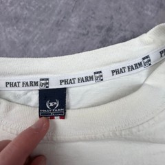 Vintage Phat Farm Graphic T-Shirt Mens XL White Y2K Baggy Streetwear Skater