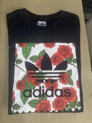 Adidas Originals Rose Trefoil Graphic T Shirt Black Men’s XL Floral retro y2k