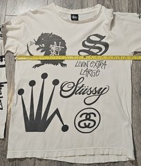 Vintage 90s Stussy Crown 8 Ball Graphic Long Sleeve T-Shirt White/Black Men’s M