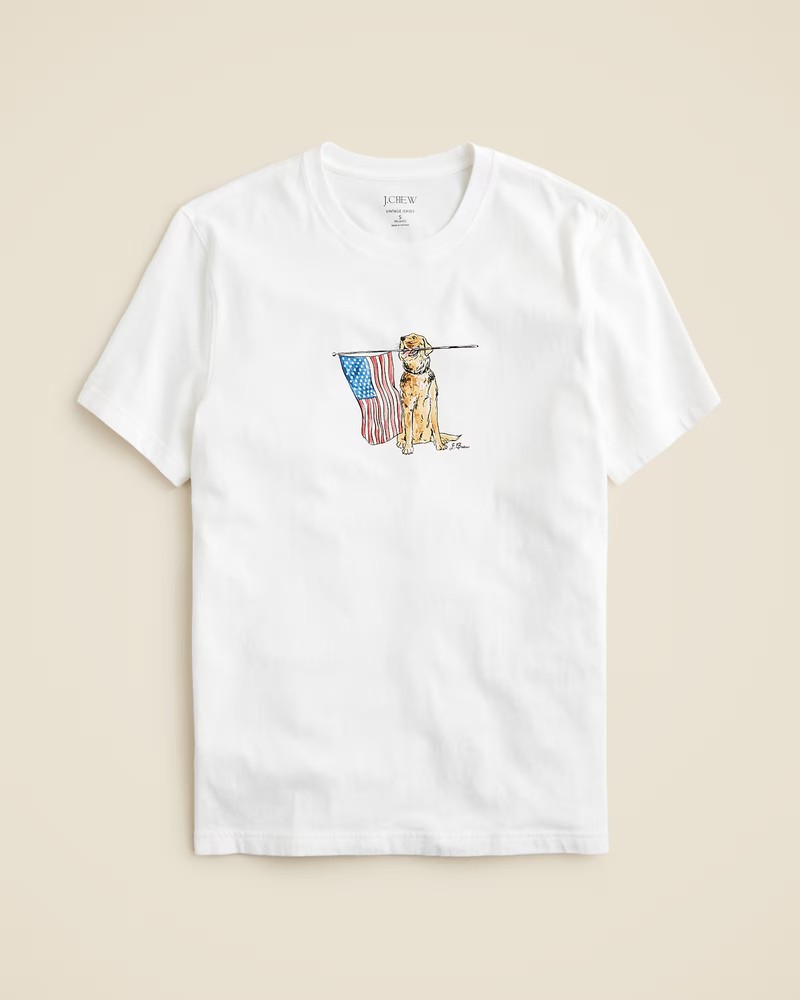 New JCREW Size Mens M Vintage-Wash Cotton Graphic T-shirt Golden Retriever $45