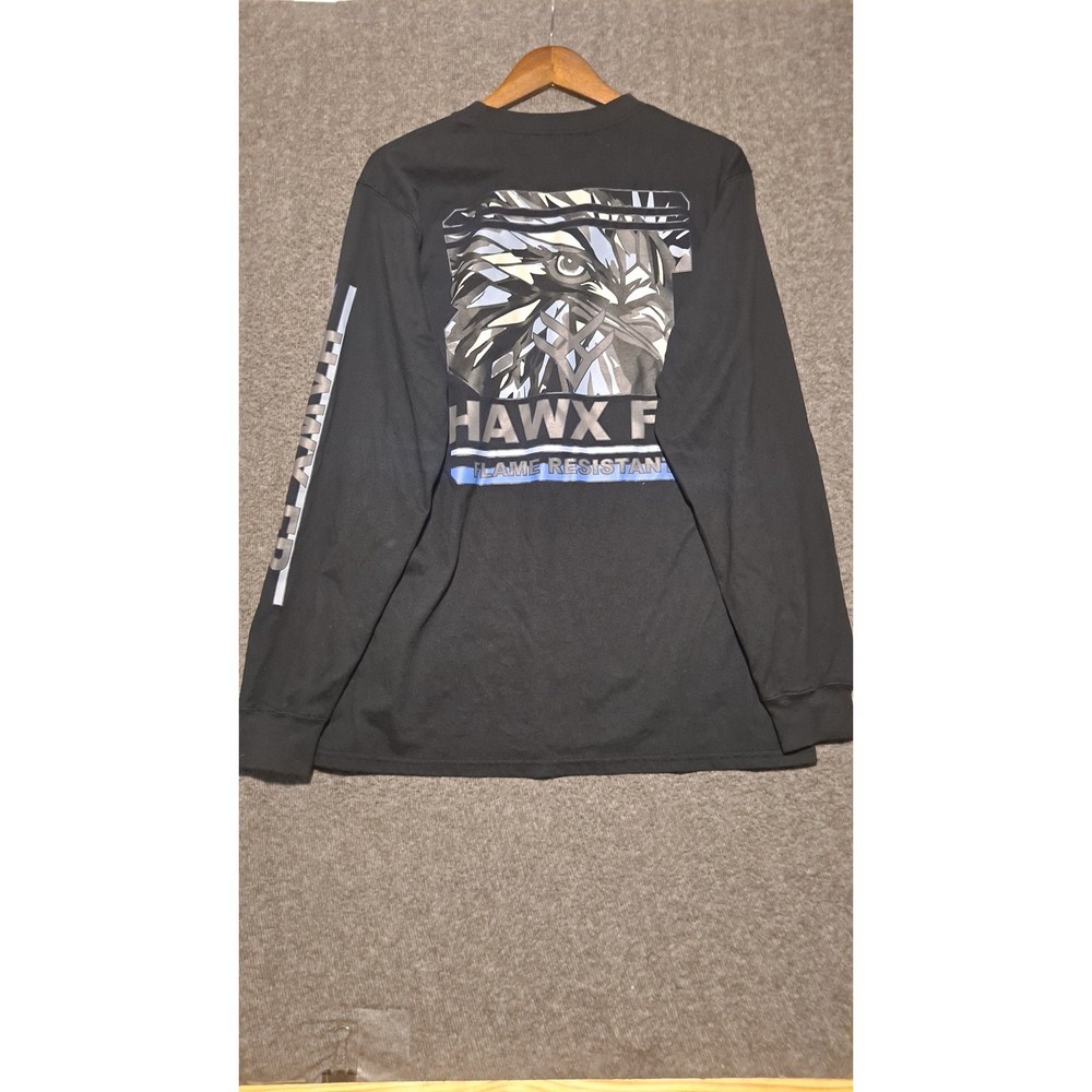 Hawx FR workwear flame resistant shirt crewneck men’s black size medium logo