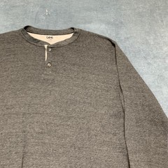 Lee Thermal Shirt Mens XL Gray Waffle Knit Regular Fit Outdoor Henley Neck