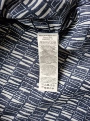Seasalt Men’s Shirt Medium Blue Heron Short Sleeve Linen Collage Lines “Inkwell”
