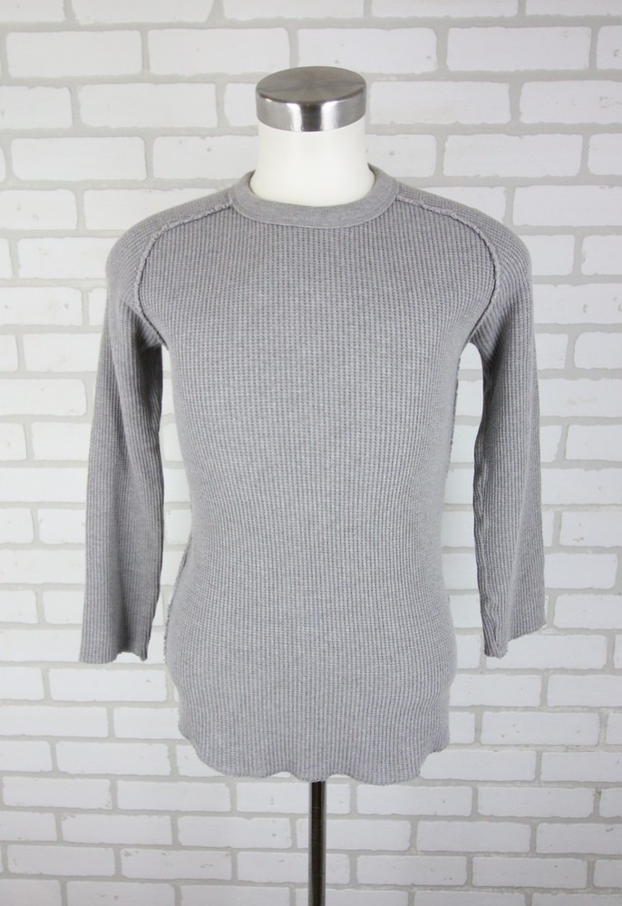 Needles Japan Raglan Thermal Waffle Knit Long Sleeve Small 34″ Chest Grey