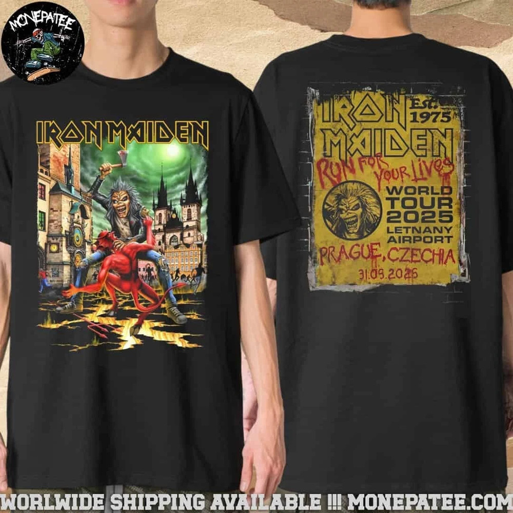 Iron Maiden Exclusive Event Tee In Pragu,e Czechia On May 31 Run For Your Lives