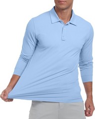 Men’s Long Sleeve Golf Polo Shirt UPF 50+ Quick Dry Lightweight Performance Tee