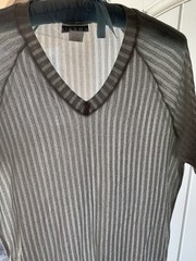 XL Vintage International Male Silver Sparkle V-neck Shirt Club Dance Party Sheer