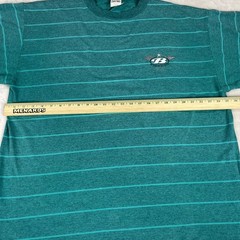 Vintage 80s Bugle Boy Surf Skate Shirt Men’s Sz Large USA Cyan Striped