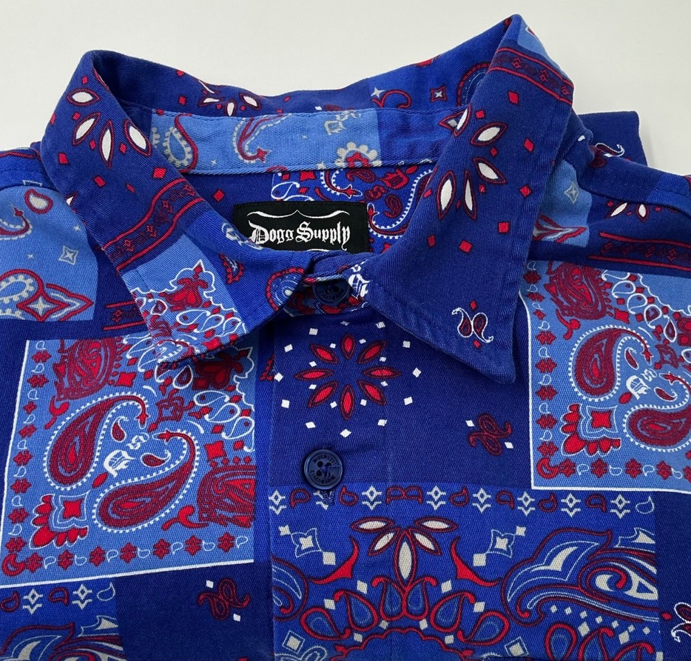 Dogg Supply by Snoop Dog, Men’s XL Collar Button Down Bandana Shirt
