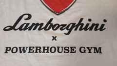 Vintage Powerhouse Gym Tokyo Japan Lamborghini Weight Lifting Tee Shirt White
