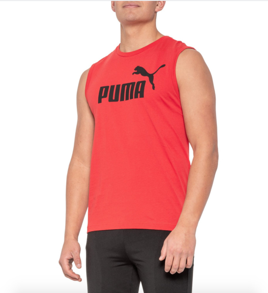 🔥🔥 Puma Mens No. 1 SL Black Red Essential T-Shirt Sleeveless Tank top🔥🔥