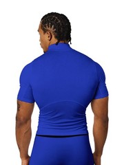 Nxtrnd Men’s Turtleneck Compression T-Shirt, Short Sleeve Mock Neck (Blue, Me…