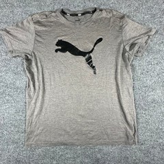 Puma T-Shirt Mens Size M Gray Big Logo Short Sleeve Athletic Gym Activewear