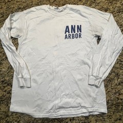 Ann Arbor Michigan Long Sleeve Shirt City Restaurants Landmarks White Men M