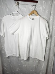 Vintage Jockey Plain White Tee Shirt Men Large Single Stitch set of 2