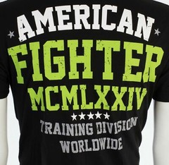 AMERICAN FIGHTER Corner Black Neon Green Athletic Mens Crewneck T-shirt S-3XL