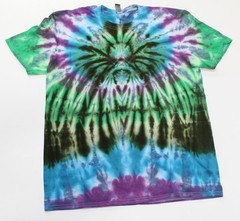 Tie Dye T-Shirt Adult L Green Radioactive Spider Gildan Softstyle Short Sleeve
