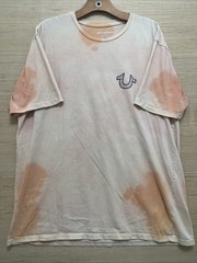 True Religion Men’s Peach/Orange Tie-Dye Buddha Guitar Graphic Tee – XL