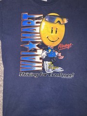 Vintage 90s Walmart smiley face t-shirt tee striving for excellence