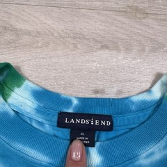 Vintage 2001 Lands’ End Florida Tie Dye T-Shirt Dolphin Fish Water Blue Mens XL