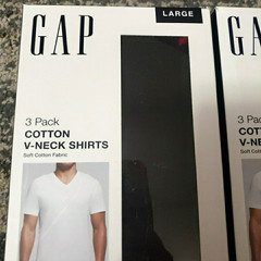 Lot of 2 Packs Mens Gap 3 Pk Cotton V-Neck Black Shirts Size Large L Classic Fit