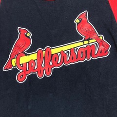 Badger Sport Mens S Cardinals Jeffersons Raglan Baseball Tee Navy Red 3/4 Sleeve