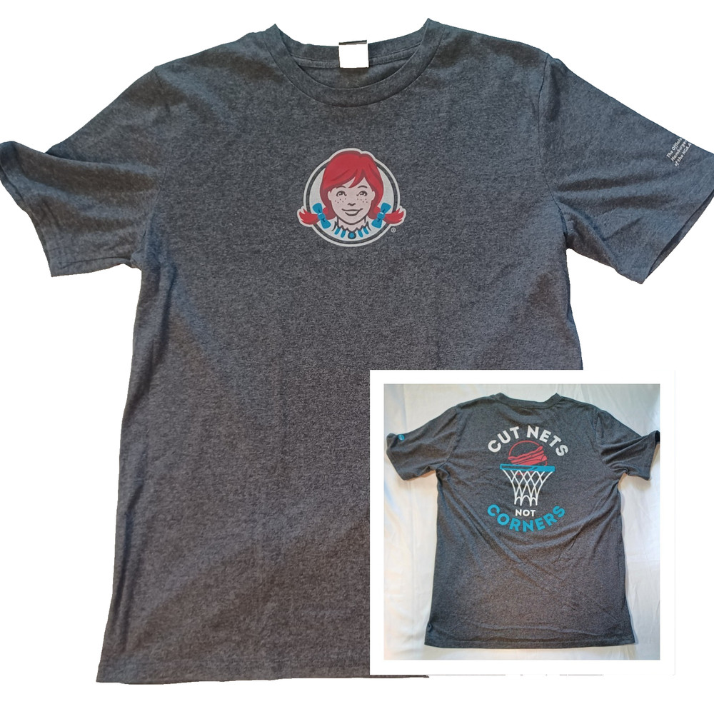 Wendy’s Uniform ‘Cut Nets Not Corners’ Employee Men’s Gray Medium T Shirt Barco