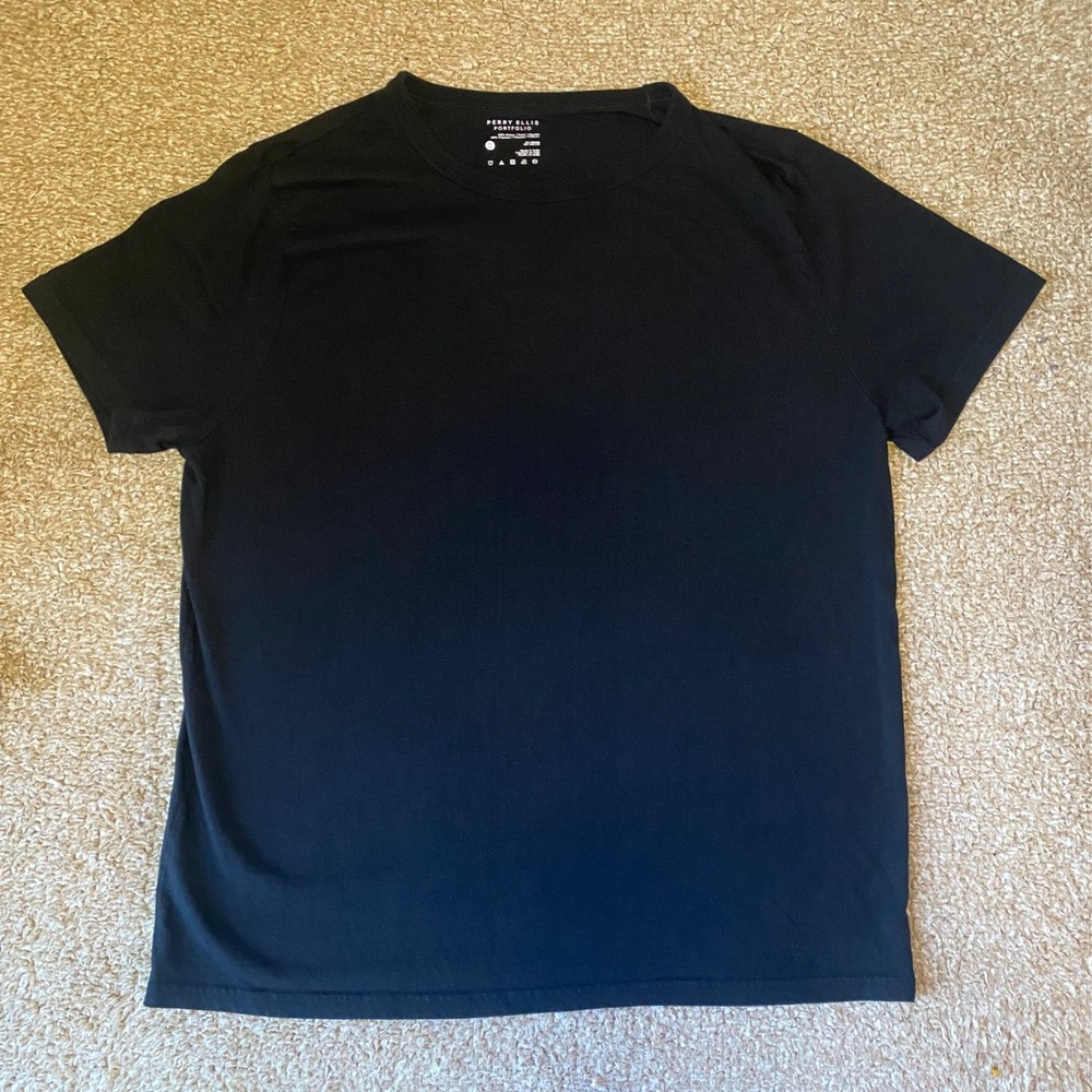 Perry Ellis Portfolio Men’s T‑Shirt Black XL Short Sleeve Crewneck Cotton Blend