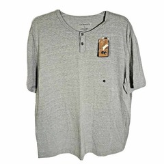 G.H. Bass Co Men’s T Shirt Large Gray 2 Button Short Sleeve Casual Crew Neck