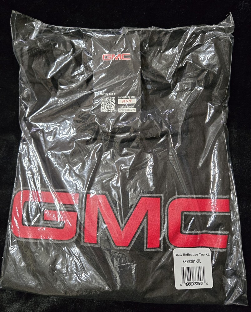 GMC Licensed MENS XL SHIRT, BLACK WITH RED GMC LOGO- NEVER OPENED, FREE SHIPPING