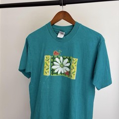 Vintage 90s Flower Cute Ladybug Mens M Retro Single Stitch Nature Tee