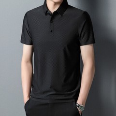 New Traceless Short Sleeve Men’s Solid Color Fashion Casual Lapel T-shirt