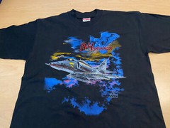 A-4 Skyhawk T-Shirt NEW Sophos 1996 Fighter Jet T-Shirt Q-Tees Large NOS Plane L