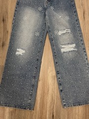 Purple Brand Studded Distressed Straight Blue Denim Jeans Men
